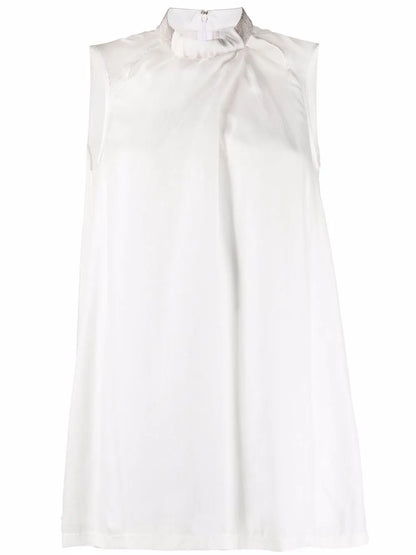 Cut-Detail Sleeveless Silk Top