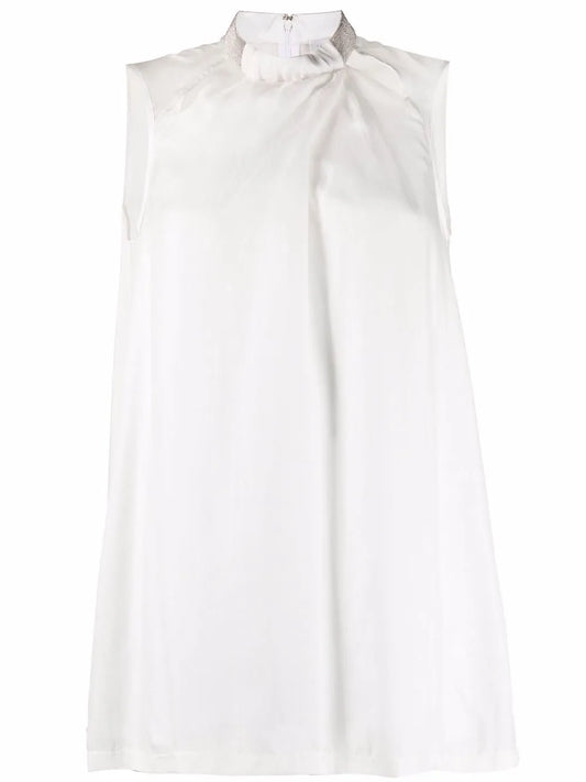 Cut-Detail Sleeveless Silk Top