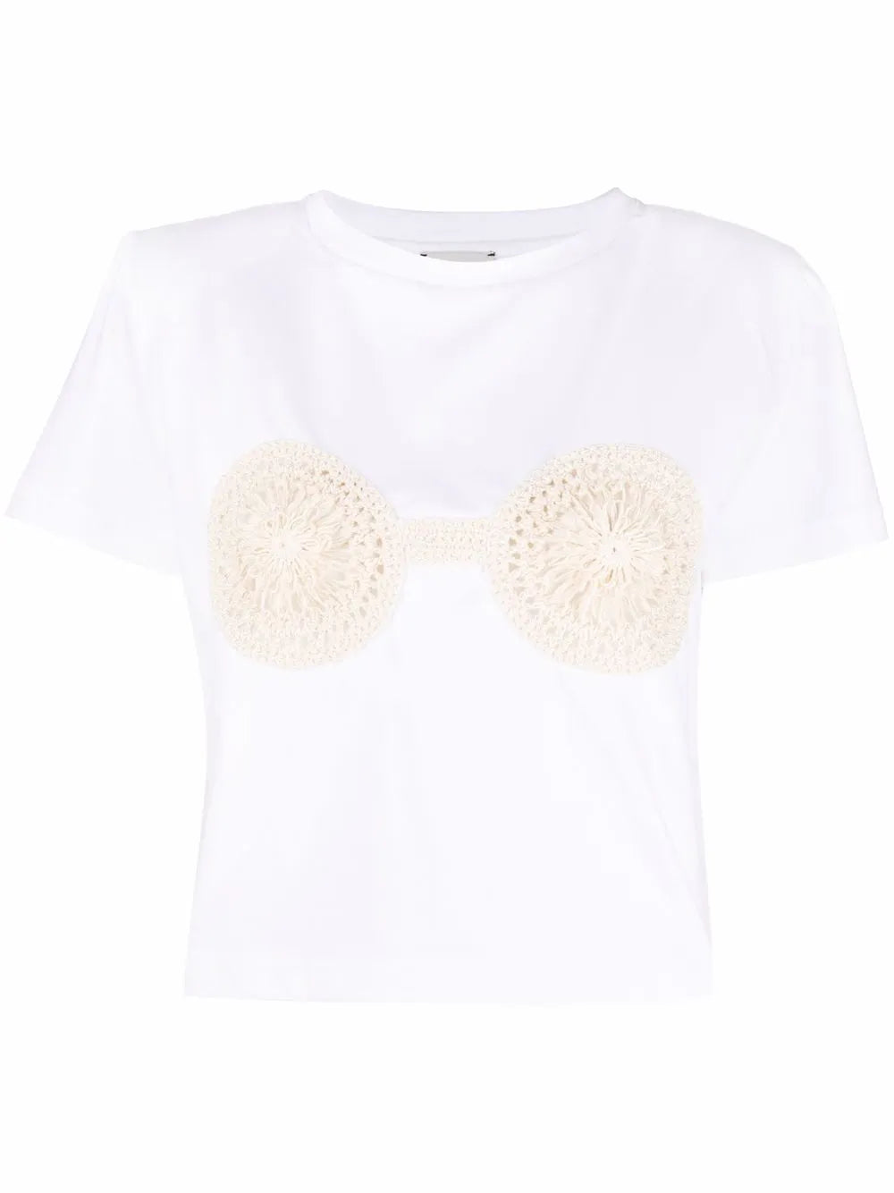 Crochet-Detailed Cotton T-Shirt