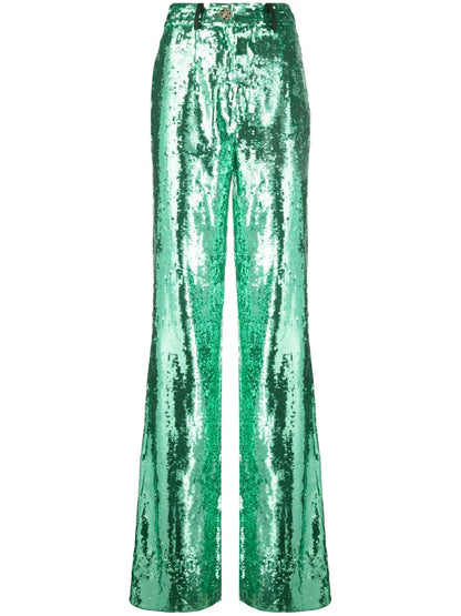 Sequin-Embellished Wide-Leg Trousers