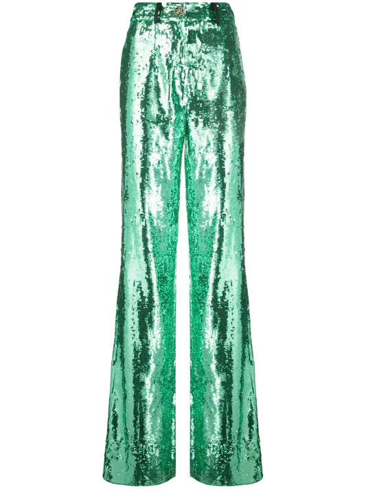 Sequin-Embellished Wide-Leg Trousers