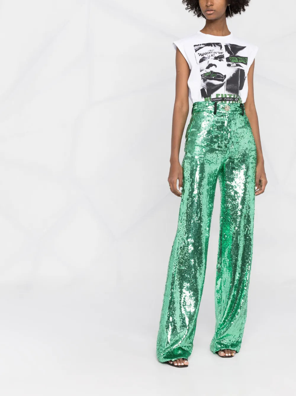 Sequin-Embellished Wide-Leg Trousers