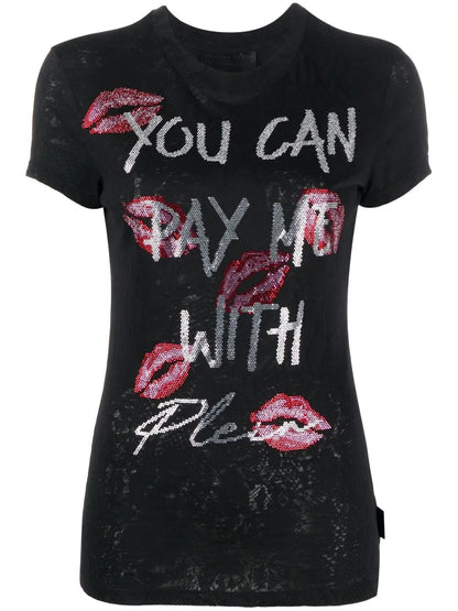 Rhinestone-Embellished T-Shirt