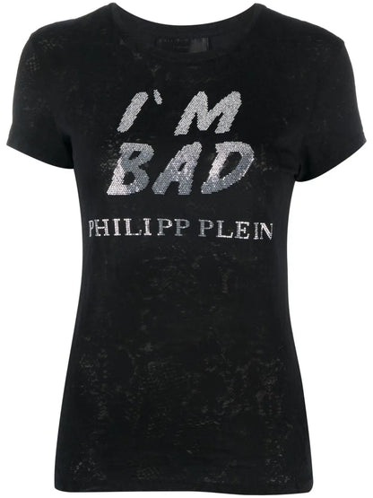 Logo-Print Sequin-Detail T-Shirt