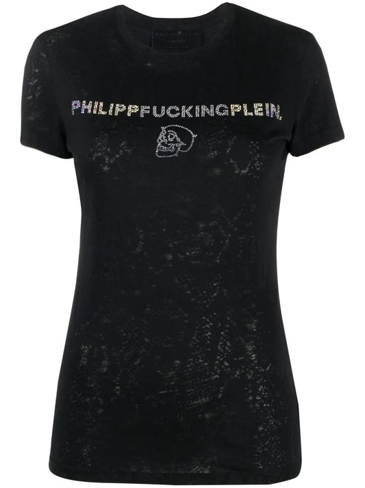 Rhinestone-Embellished Cotton T-Shirt