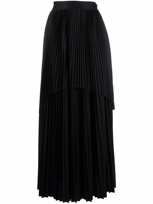 Layered Pleated Maxi Skirt