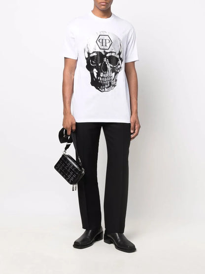 Gem-Embellished Skull Logo-Graphic T-Shirt