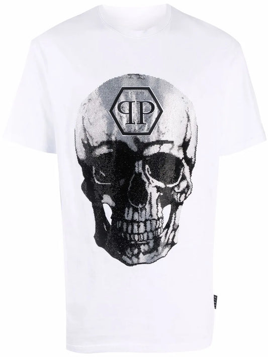 Gem-Embellished Skull Logo-Graphic T-Shirt