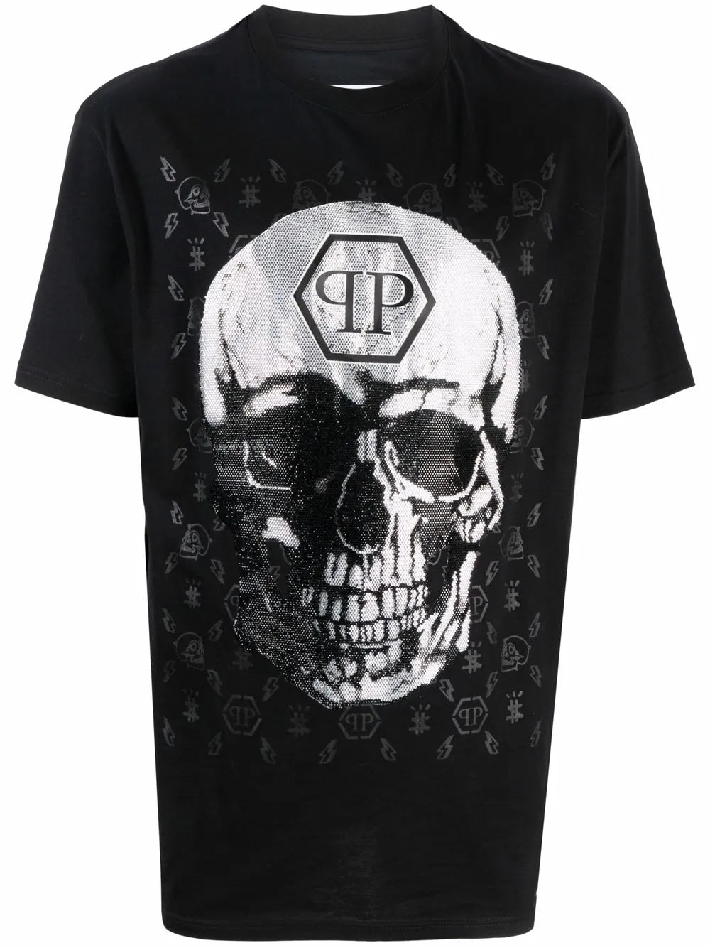 Gem-Embellished Skull Logo-Graphic T-Shirt