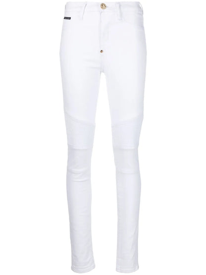 High-Waisted Biker Jeans