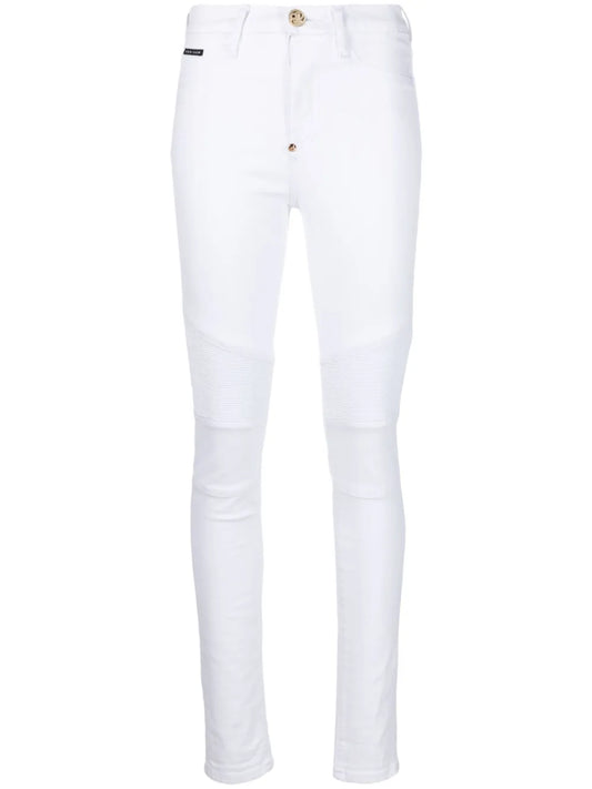 High-Waisted Biker Jeans