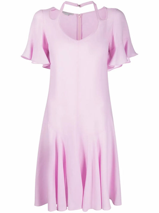 Cut-Out V-Neck Flared Dress