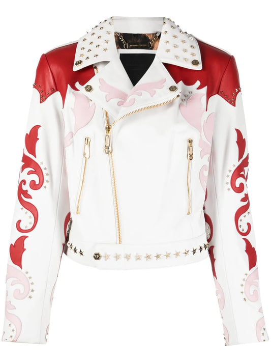 Cowboy Intarsia Leather Jacket