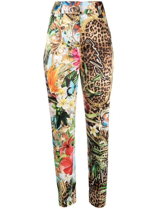 Baroque Flowers High-Waisted Trousers
