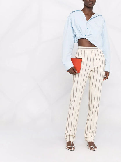 Stripe-Print Slim-Fit Trousers