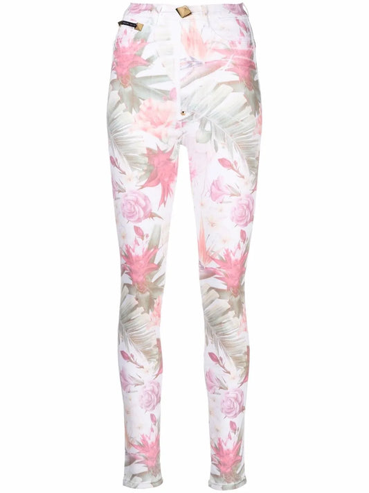 Floral-Print Skinny Jeans