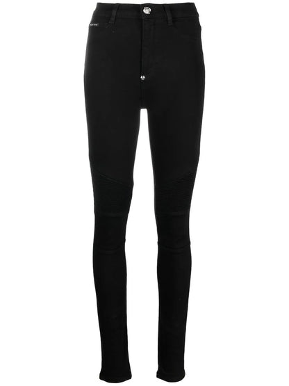 High-Waisted Biker Jeans