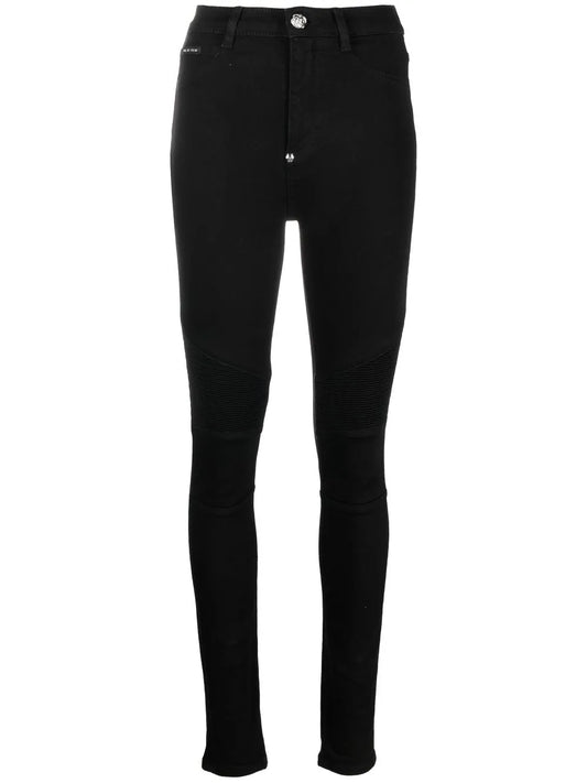 High-Waisted Biker Jeans
