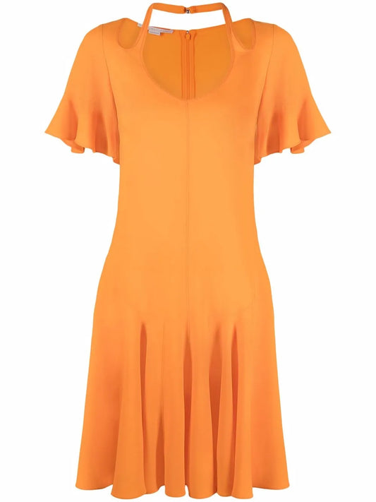 Cut-Out V-Neck Flared Dress