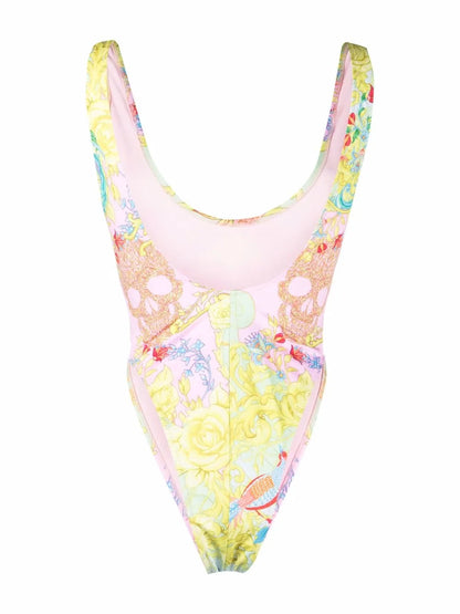 Skull-Print Swimsuit