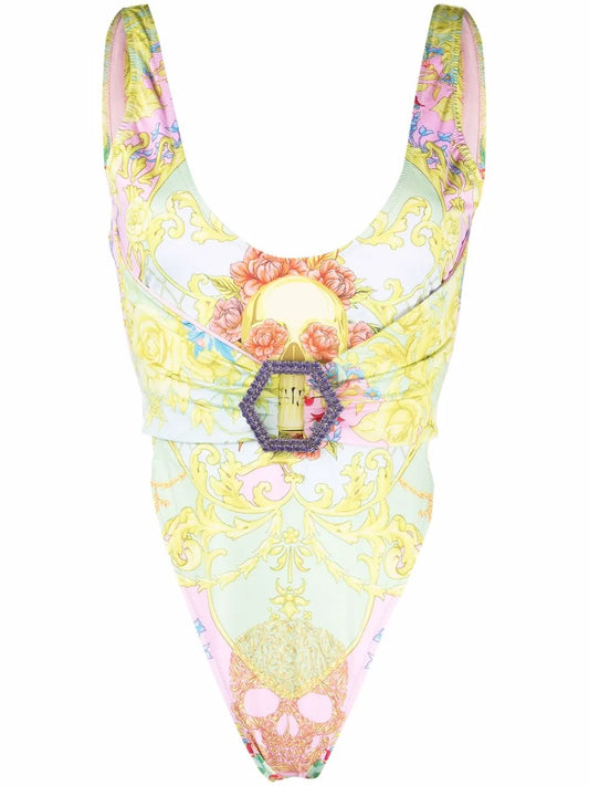 Skull-Print Swimsuit