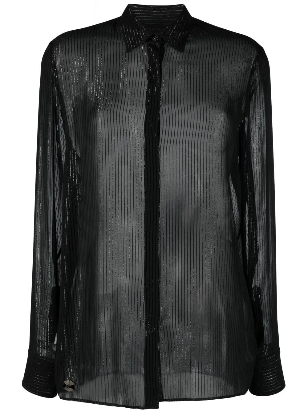 Semi-Sheer Button-Down Shirt