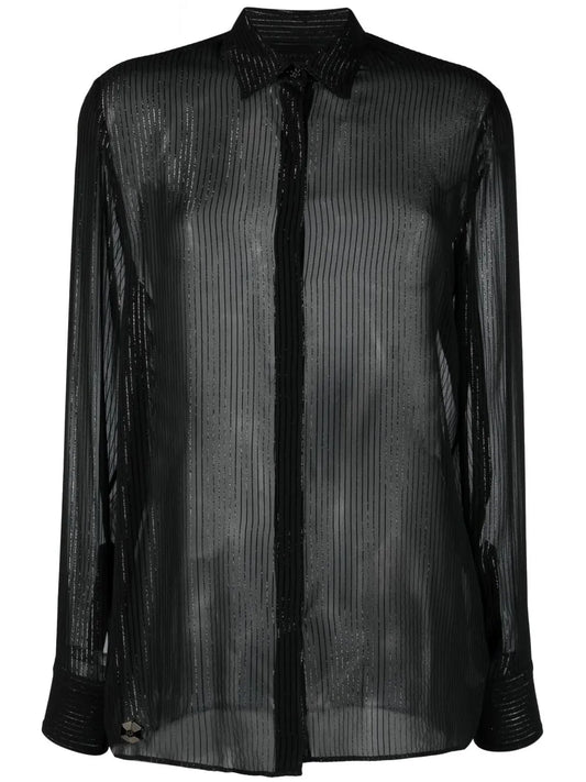 Semi-Sheer Button-Down Shirt