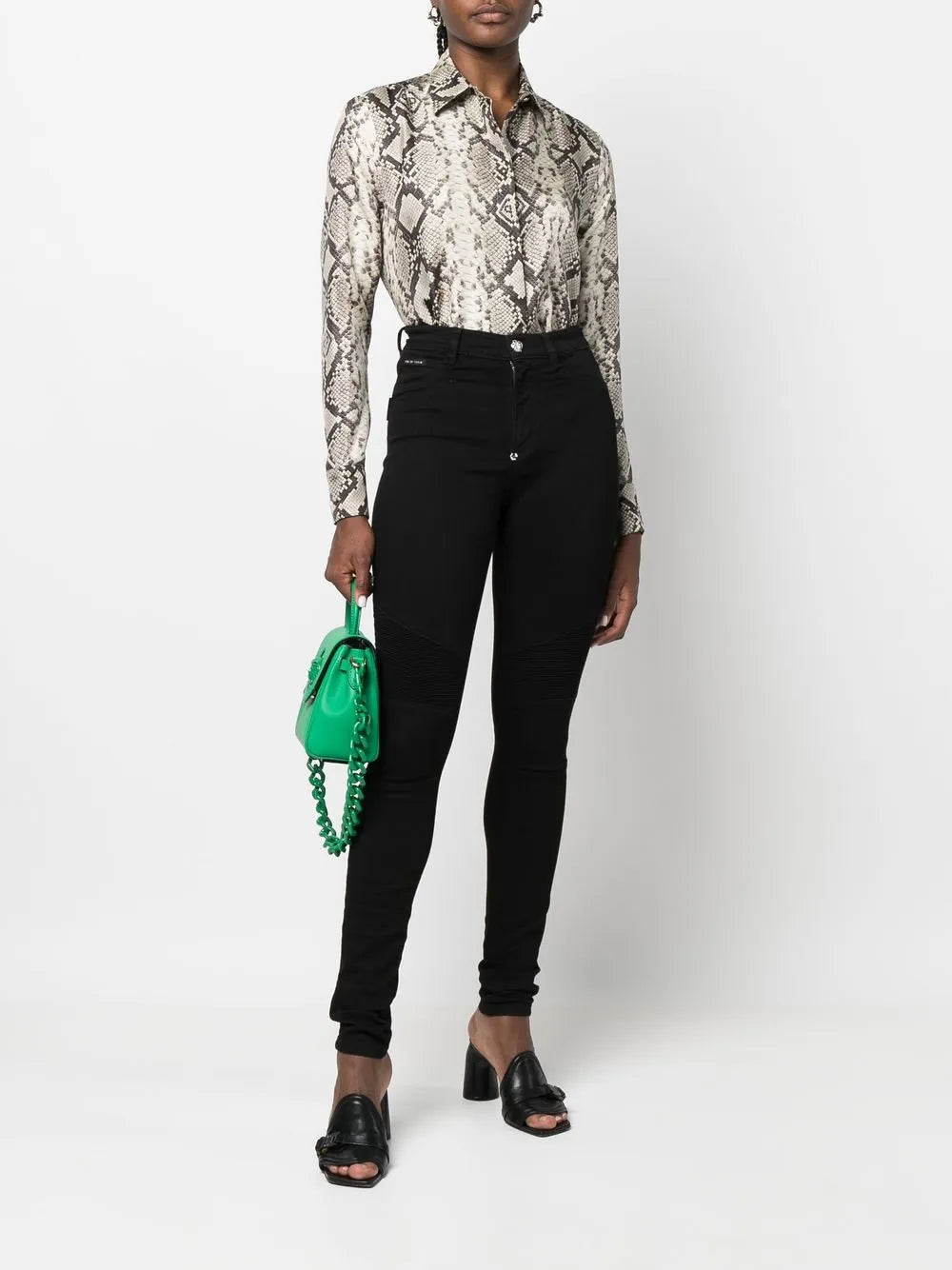 Snakeskin-Print Button-Down Shirt