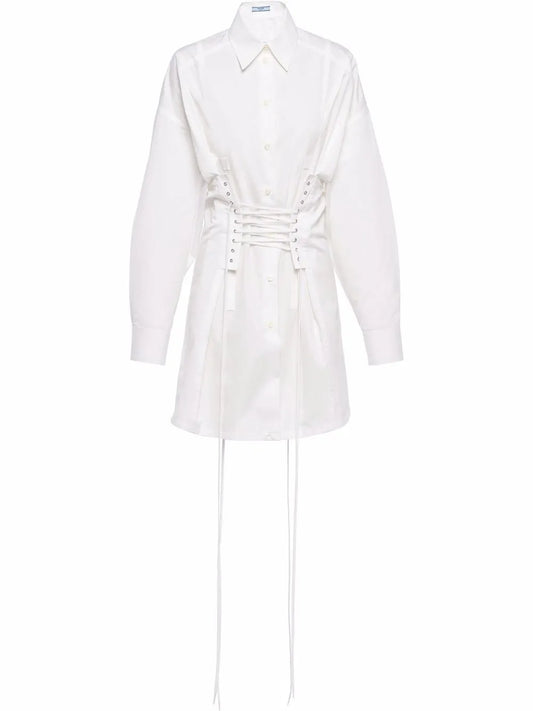Lace-Up Shirt Dress