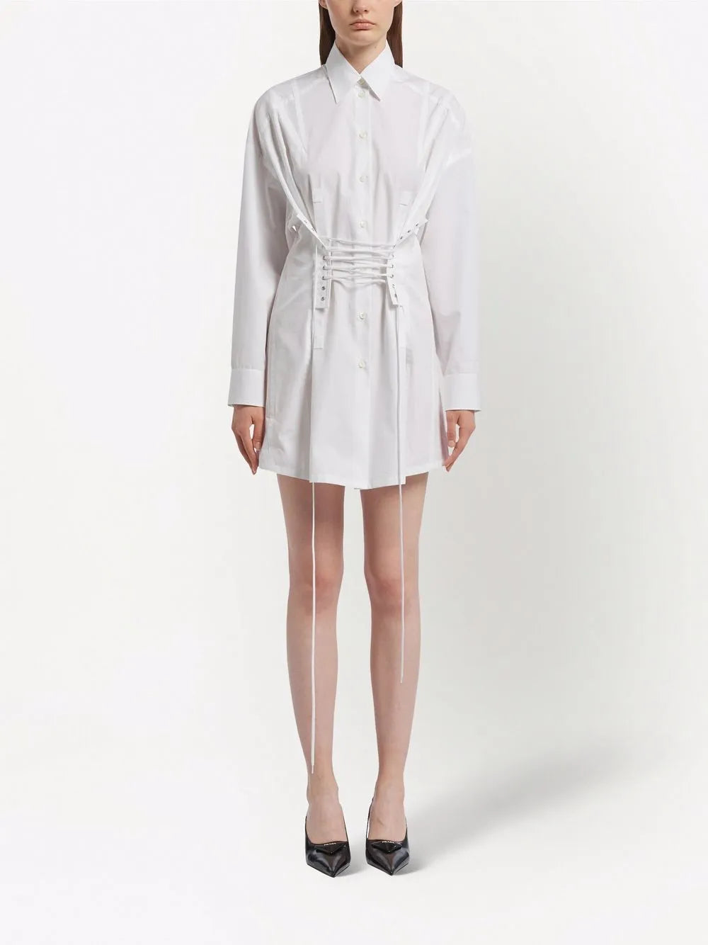 Lace-Up Shirt Dress