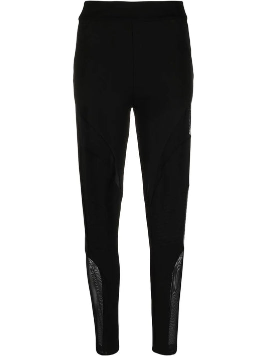Sheer-Panel Ribbed Stretch Leggings