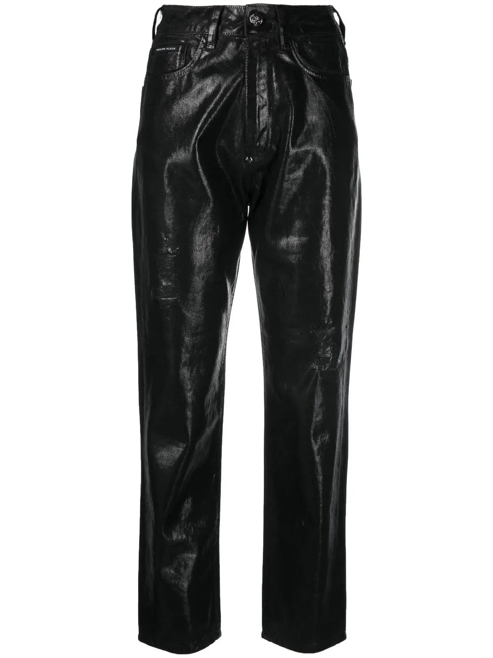 Metallic Cropped Boyfriend Jeans