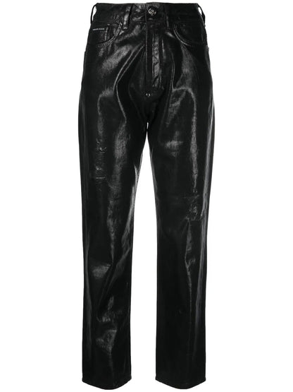 Metallic Cropped Boyfriend Jeans