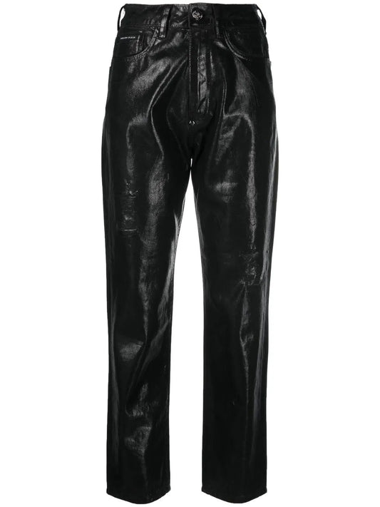 Metallic Cropped Boyfriend Jeans