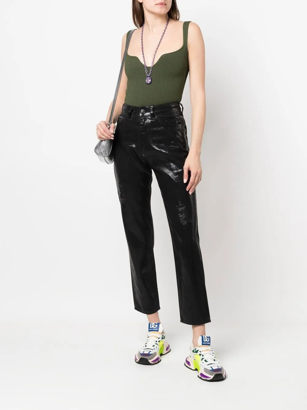 Metallic Cropped Boyfriend Jeans