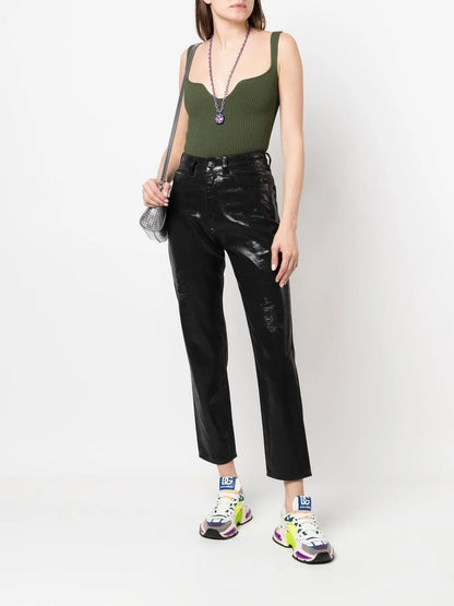 Metallic Cropped Boyfriend Jeans