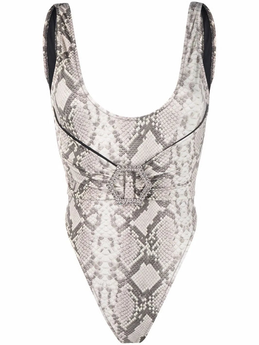 Monokini Python-Print Swimsuit