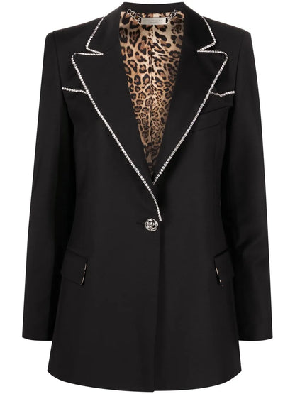 Crystal-Embellished Single-Breasted Blazer
