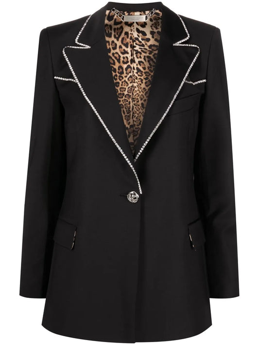 Crystal-Embellished Single-Breasted Blazer