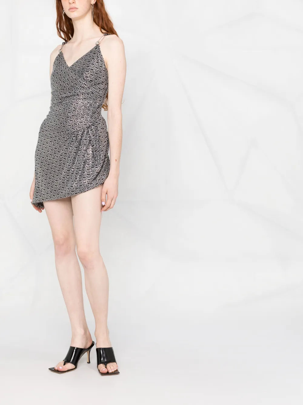 Crystal-Embellished Logo Mini Dress
