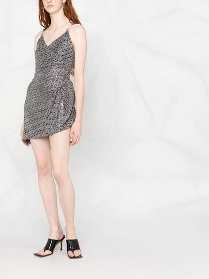 Crystal-Embellished Logo Mini Dress