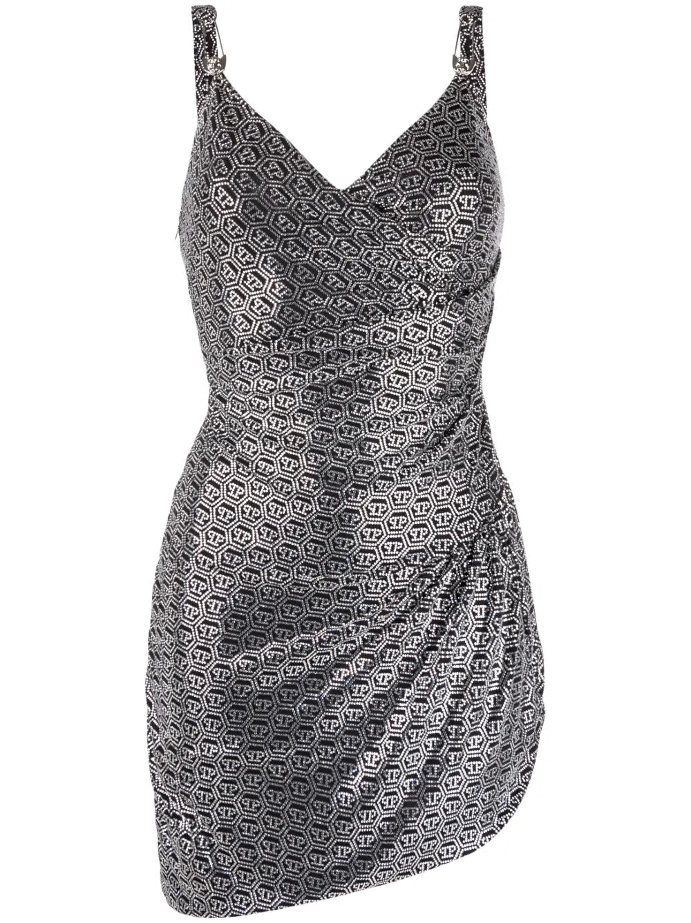 Crystal-Embellished Logo Mini Dress