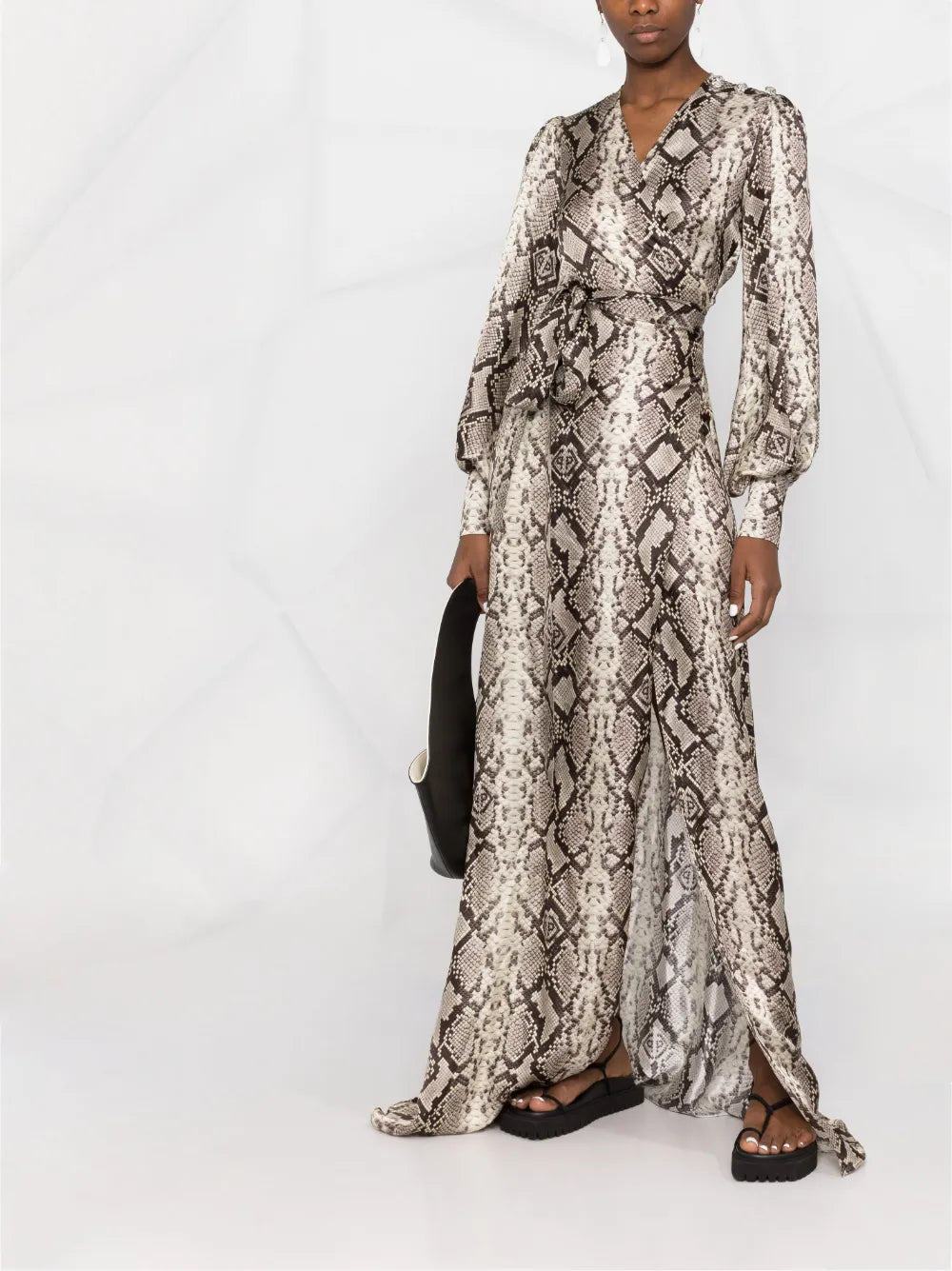 Python-Print Silk Long Dress