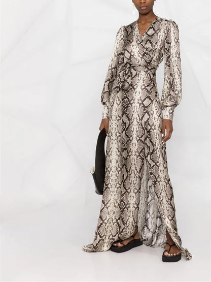 Python-Print Silk Long Dress