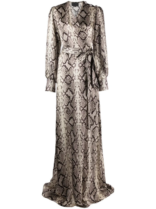 Python-Print Silk Long Dress