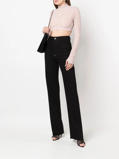 Monogram Cropped Tulle Top