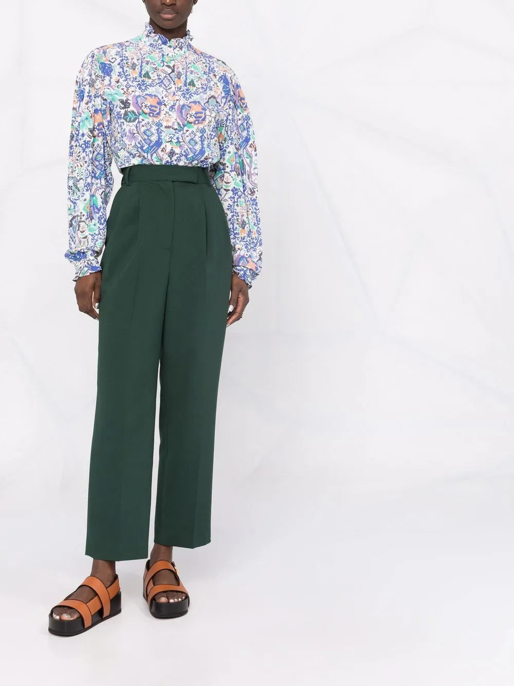 Banessa Abstract-Print Ruffled Blouse