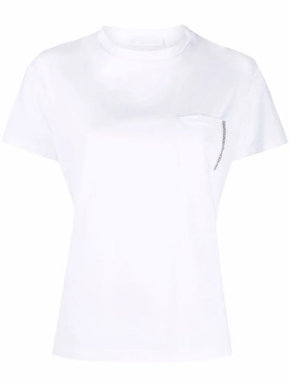 Bead-Detail Pocket T-Shirt