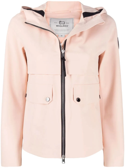 Logo-Patch Hooded Zip-Front Jacket