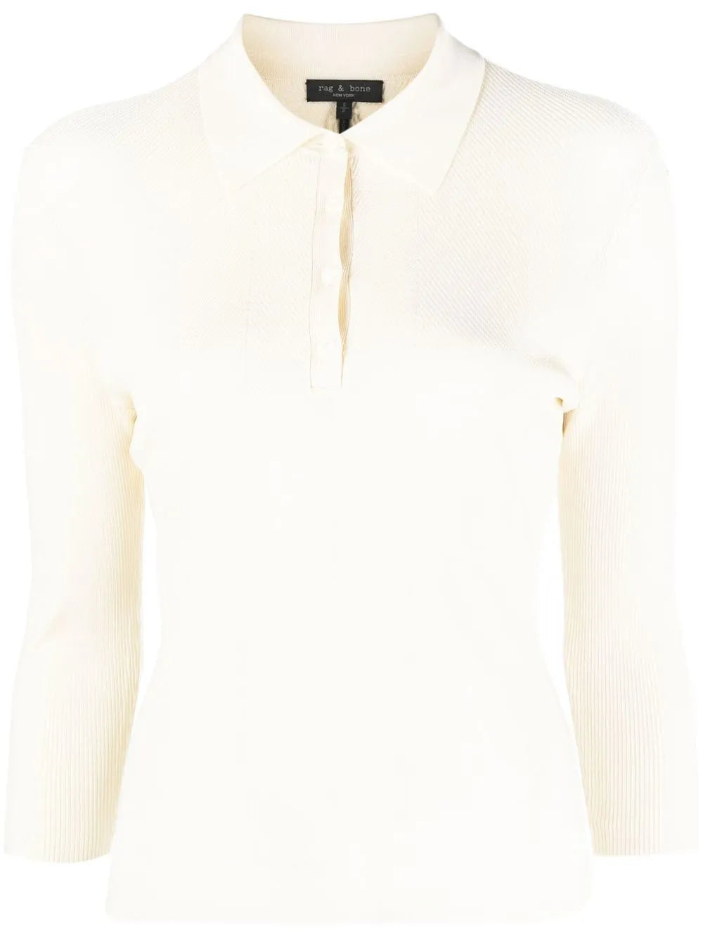 Pacey Ribbed-Knit Polo Top